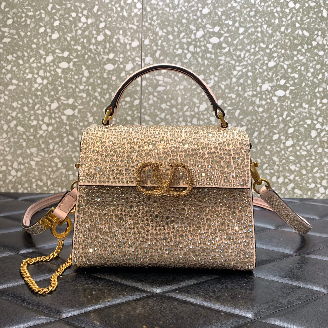 HOT SALE VALENTINO MINI VSLING HANDBAG WITH SPARKLING EMBROIDERY