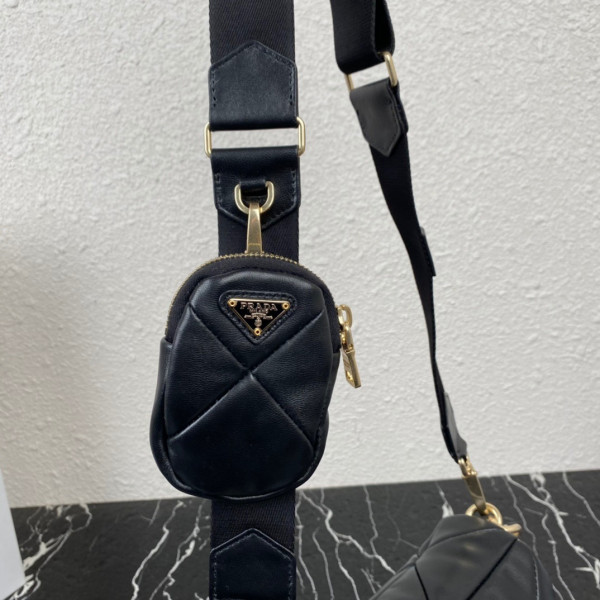 HOT SALE PRADA System nappa leather patchwork bag