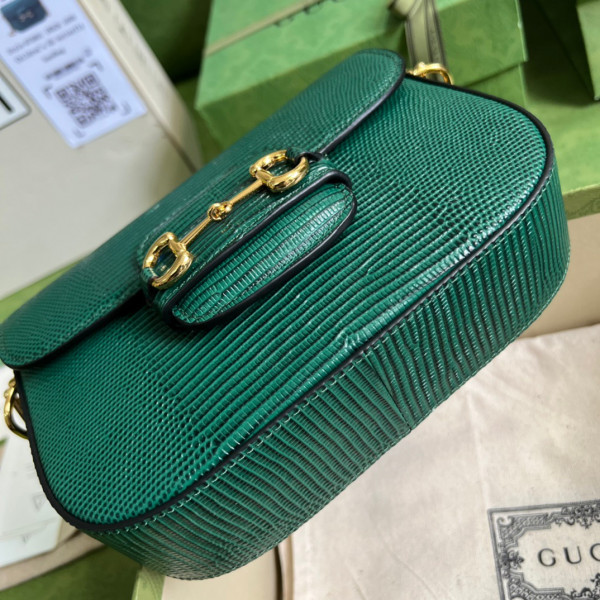 HOT SALE Gucci Horsebit 1955 lizard mini bag