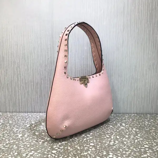 First bag ru VALENTINO SMALL ROCKSTUD GRAINY CALFSKIN HOBO BAG