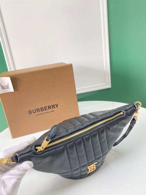 HOT SALE BURBERRY Small Quilted Lambskin Crescent Lola Bag