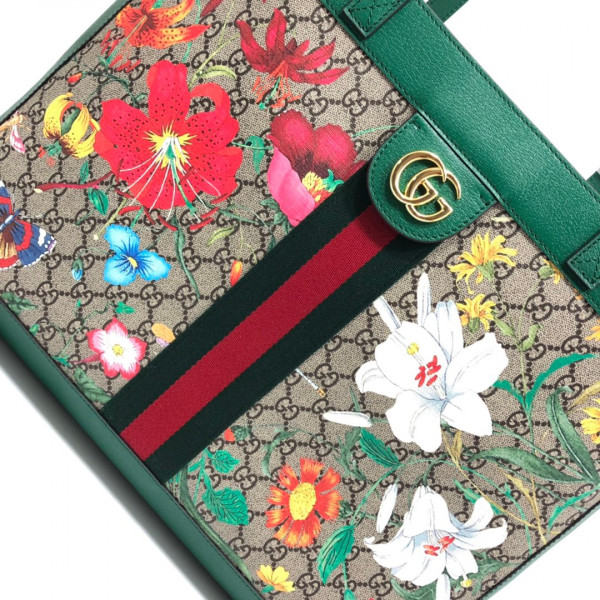 HOT SALE GUCCI GG Supreme Monogram Flora Web Large Ophidia Tote