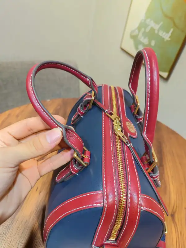 TORY BURCH jacquard wine barrel bag