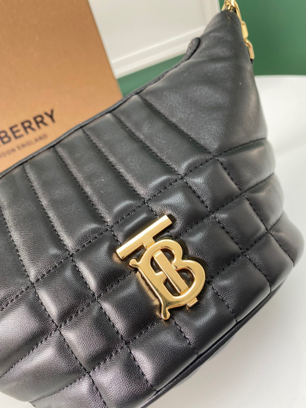 HOT SALE BURBERRY Small Quilted Lambskin Crescent Lola Bag