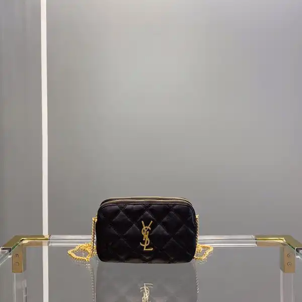 YSL BECKY DOUBLE-ZIP POUCH IN QUILTED LAMBSKIN