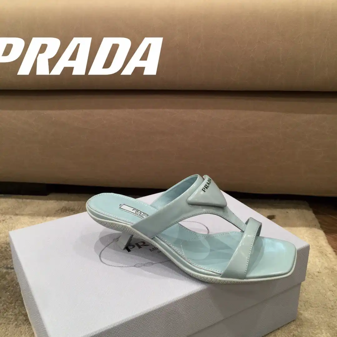 PRADA Brushed leather high-heeled thong sandals