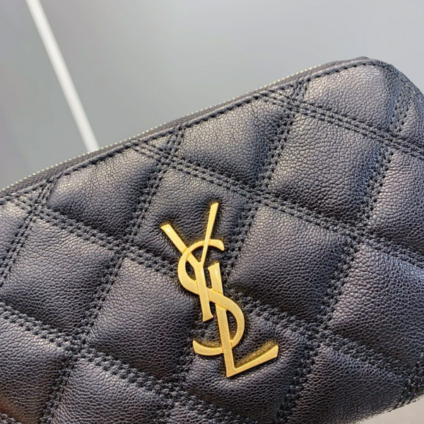 HOT SALE YSL BECKY DOUBLE-ZIP POUCH IN QUILTED LAMBSKIN