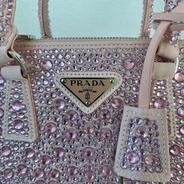 HOT SALE PRADA Galleria satin mini-bag with crystals