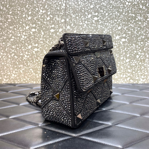 HOT SALE VALENTINO MEDIUM ROMAN STUD THE SHOULDER BAG WITH CHAIN