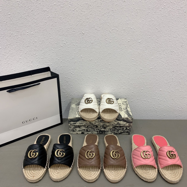 HOT SALE GUCCI Leather espadrille sandal