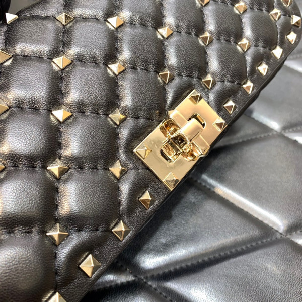 HOT SALE VALENTINO ROCKSTUD SPIKE SHOULDER BAG IN CRACKLE-EFFECT METALLIC