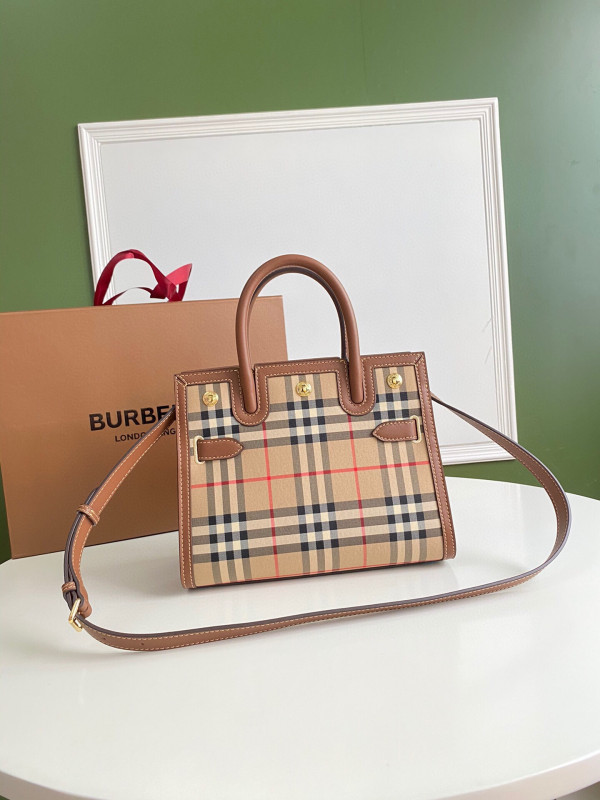 HOT SALE BURBERRY Mini Vintage Check Two-handle Title Bag