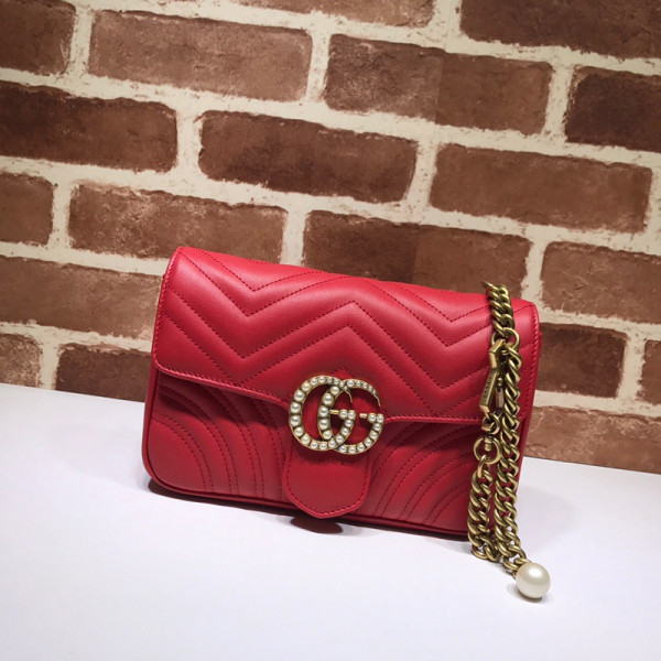 HOT SALE GUCCI GG Marmont Pearl Chain Belt Bag