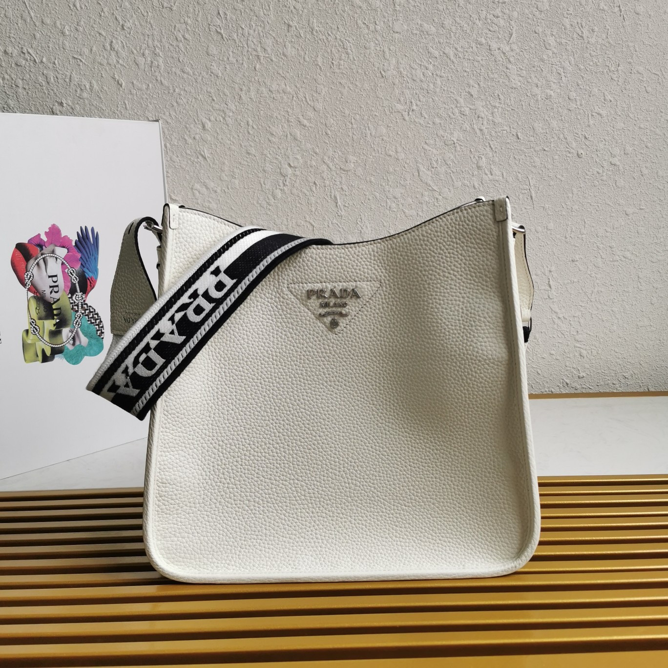 HOT SALE PRADA Leather hobo bag