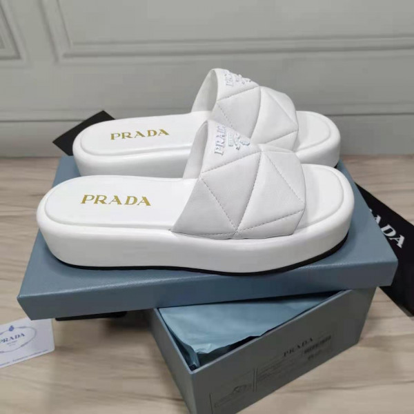 [FREE SHIPPING] PRADA Nappa leather slides