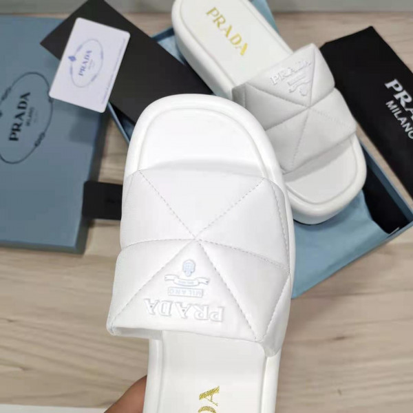 [FREE SHIPPING] PRADA Nappa leather slides