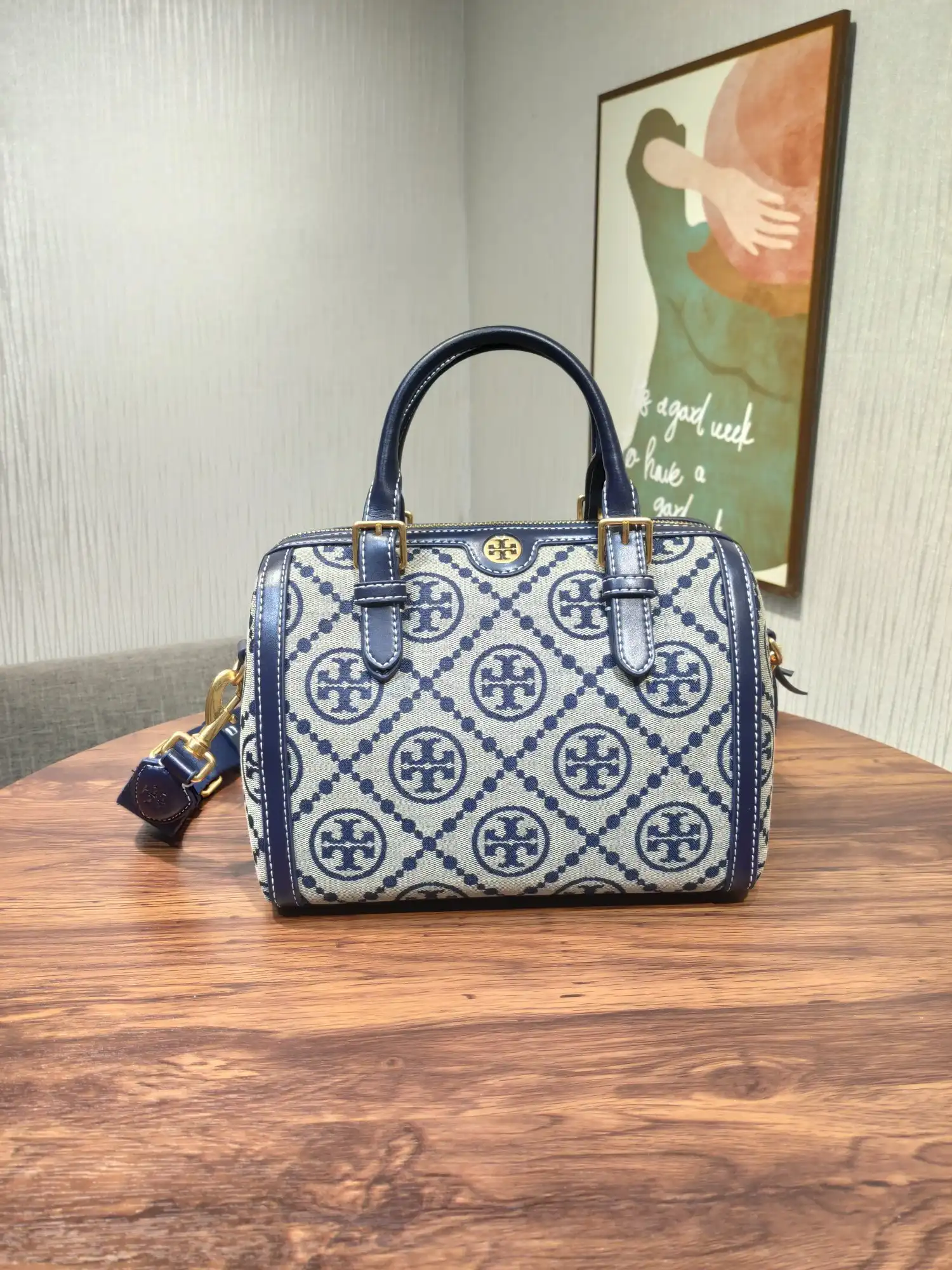 TORY BURCH T MONOGRAM jacquard wine barrel bag