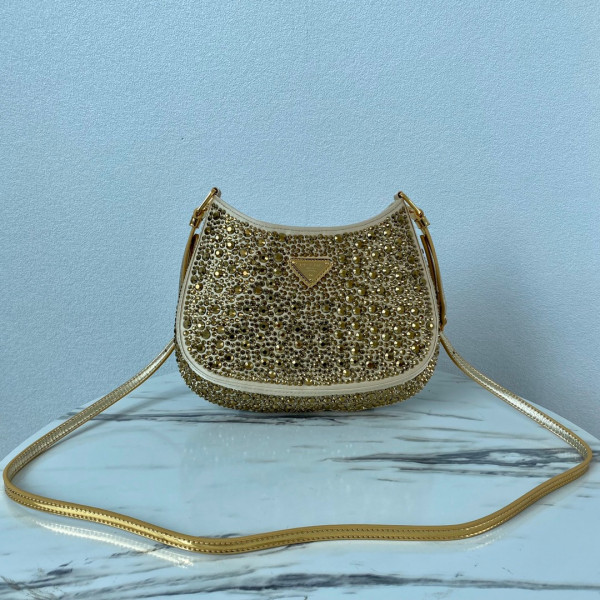 HOT SALE PRADA Cleo satin bag with appliqués