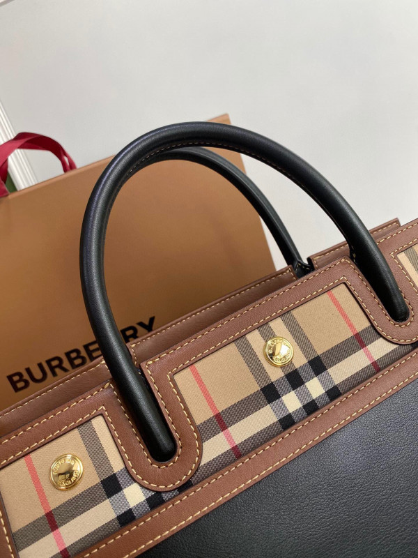 HOT SALE BURBERRY Small Vintage Check Two-handle Title Bag