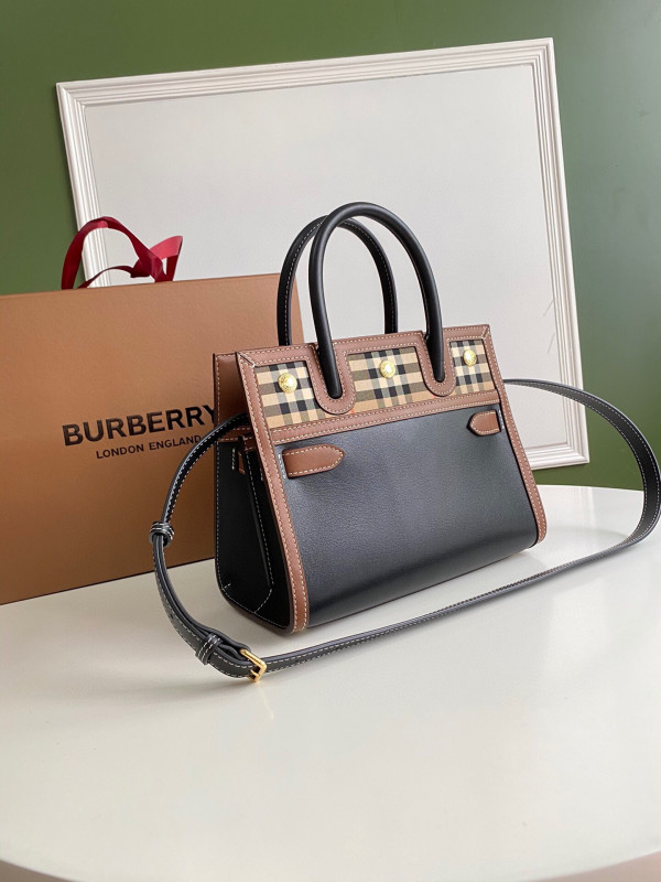 HOT SALE BURBERRY Mini Vintage Check Two-handle Title Bag