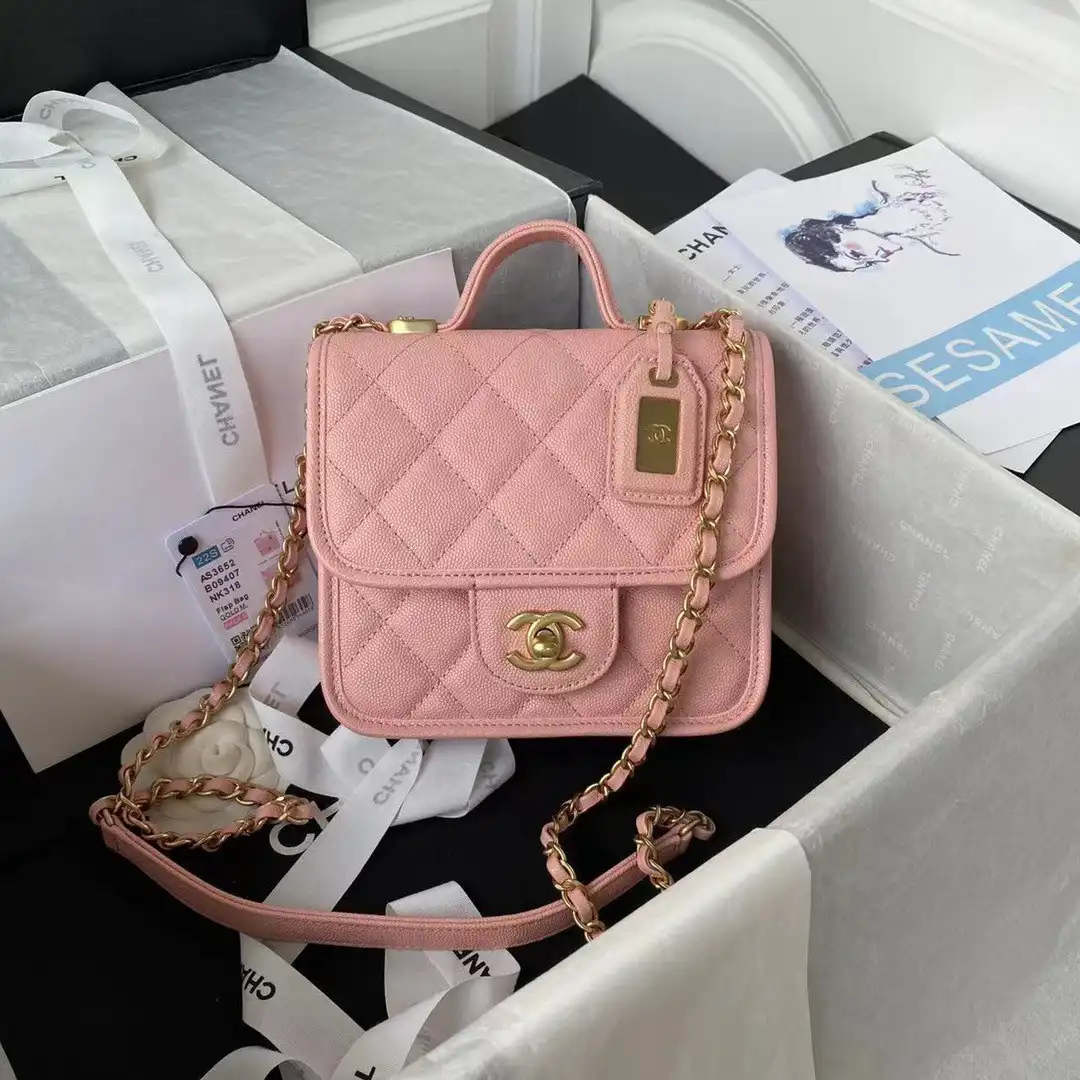 CHANEL SMALL FLAP BAG WITH TOP HANDLE