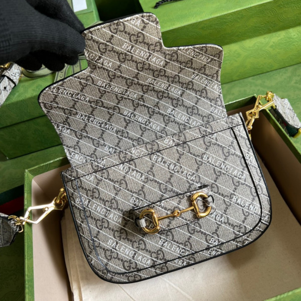 HOT SALE GUCCI X BALENCIAGA Horsebit 1955 mini bag