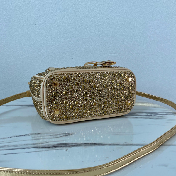 HOT SALE PRADA Galleria satin mini-bag with crystals