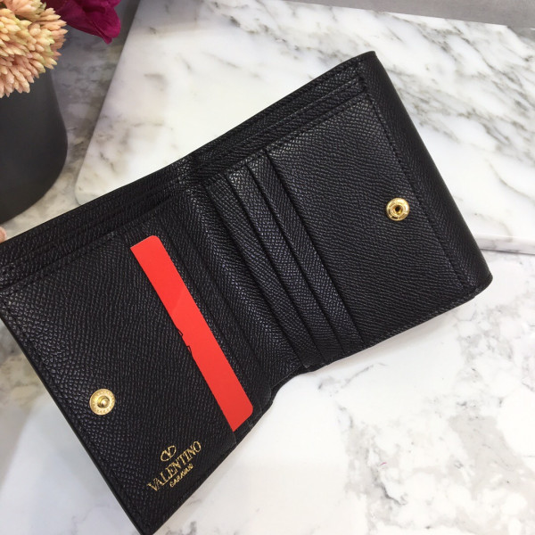 HOT SALE VALENTINO GARAVANI COMPACT VSLING GRAINY CALFSKIN WALLET