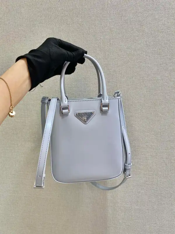 PRADA Small brushed leather tote