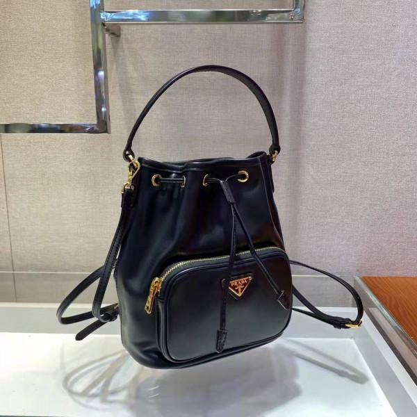 HOT SALE Prada Duet leather shoulder bag