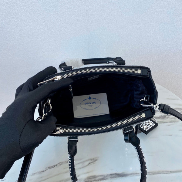 HOT SALE PRADA Galleria satin mini-bag with crystals