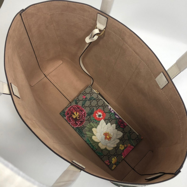 HOT SALE GUCCI GG Supreme Monogram Flora Web Large Ophidia Tote