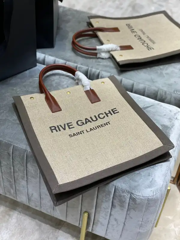 First bag ru YSL RIVE GAUCHE N S SHOPPING BAG IN LINEN AND COTTON