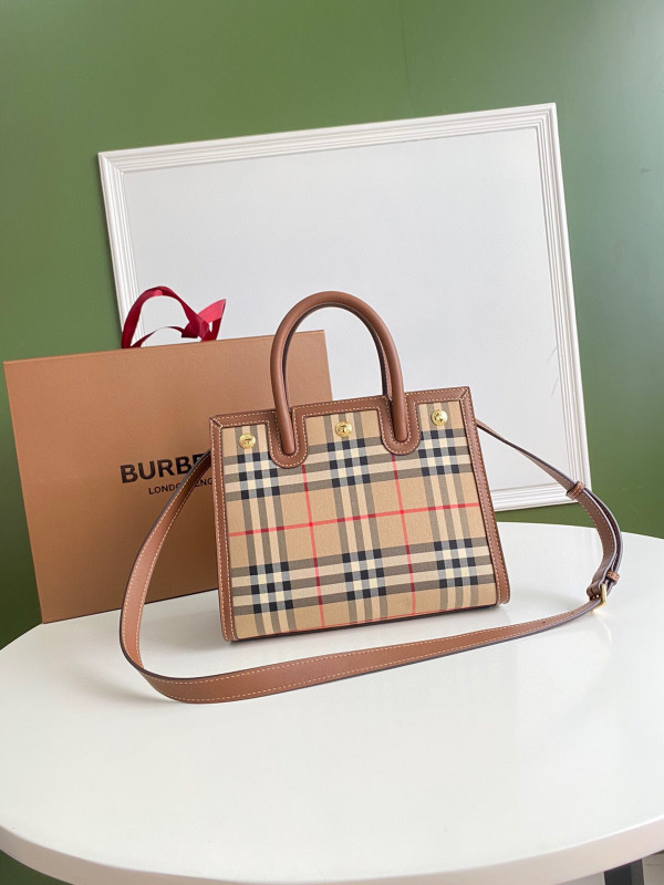 HOT SALE BURBERRY Mini Vintage Check Two-handle Title Bag