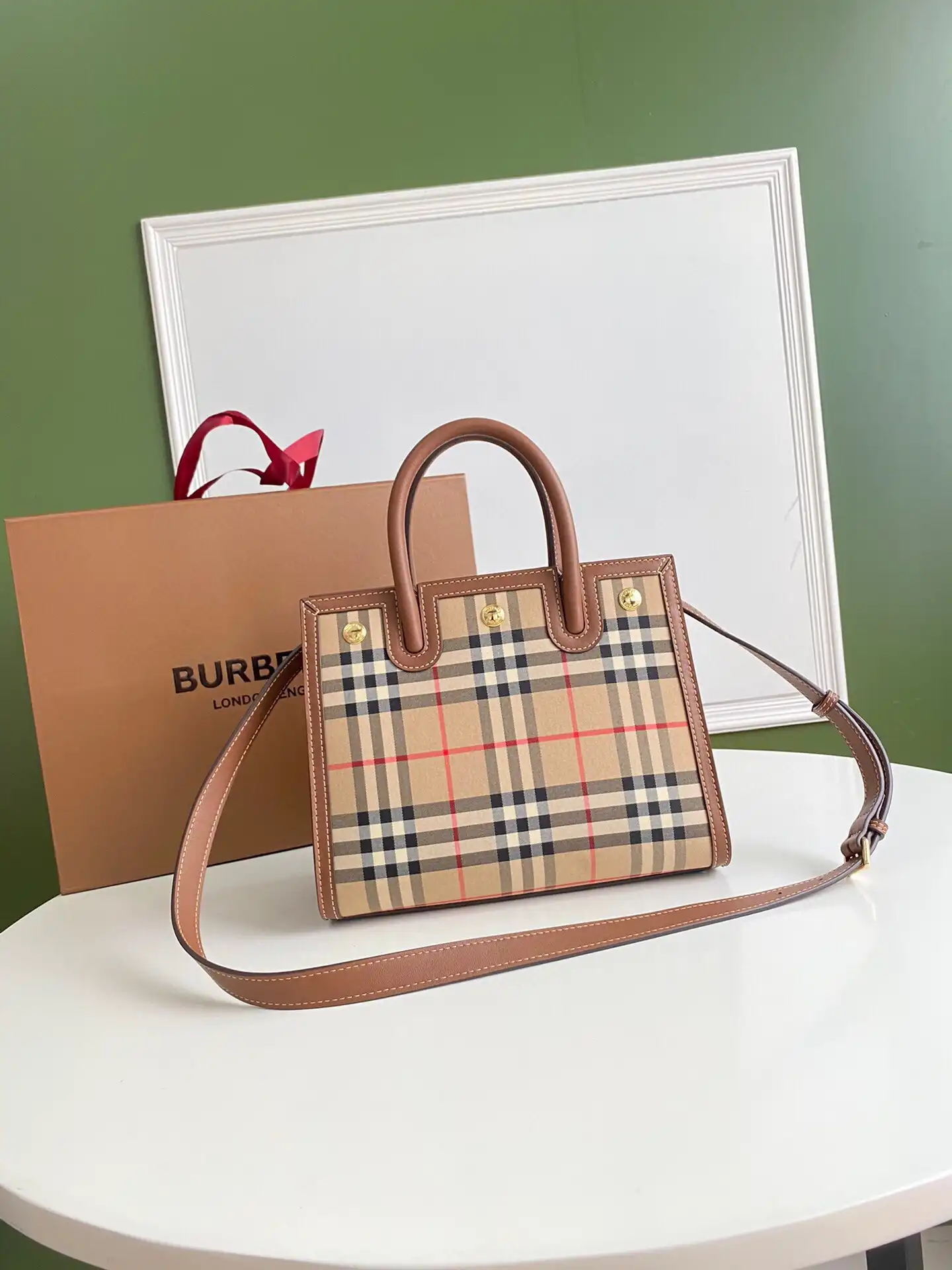 BURBERRY Mini Vintage Check Two-handle Title Bag