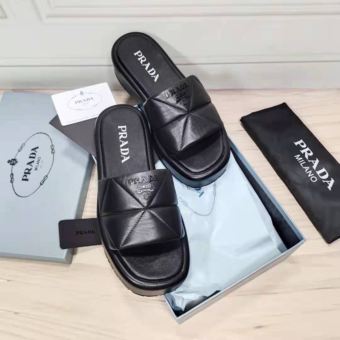 HOT SALE PRADA Nappa leather slides