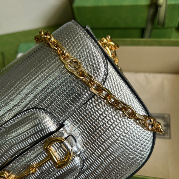 HOT SALE Gucci Horsebit 1955 lizard mini bag