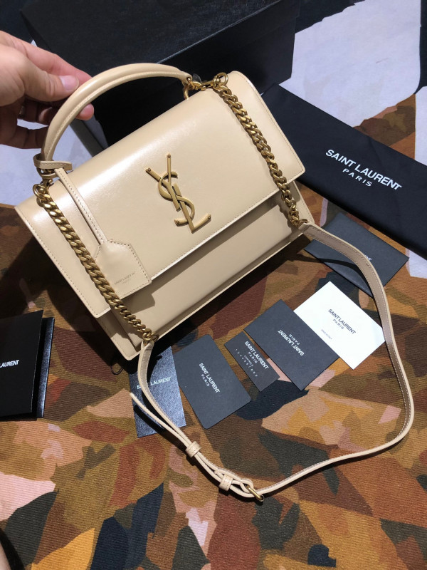 HOT SALE YSL MEDIUM SUNSET SATCHEL IN SMOOTH LEATHER