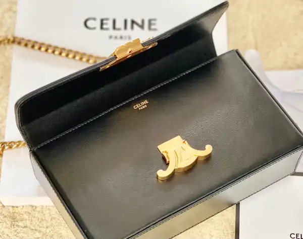 CELIN* CHAIN BOX TRIOMPHE BAG IN SHINY CALFSKIN