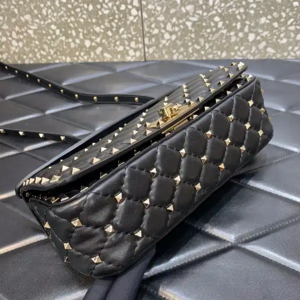 First bag ru VALENTINO ROCKSTUD SPIKE SHOULDER BAG IN CRACKLE-EFFECT METALLIC