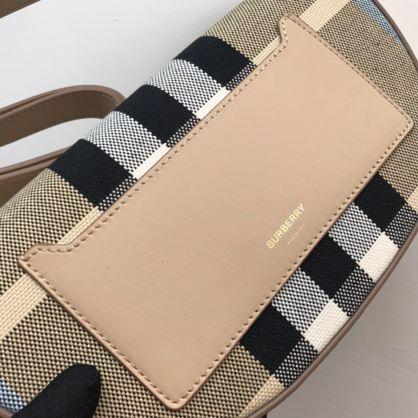 HOT SALE BURBERRY Small Check Canvas and Leather Olympia Bag