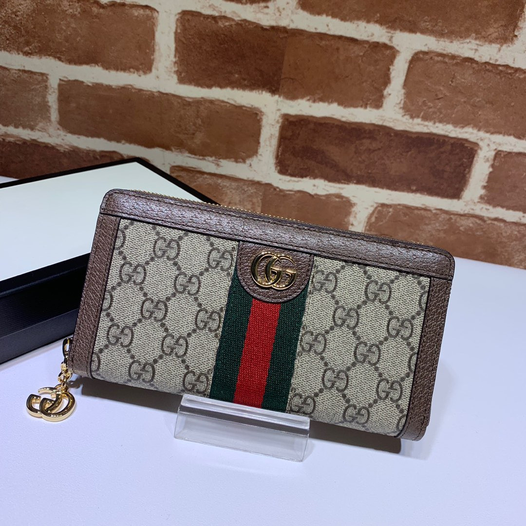 HOT SALE Gucci Ophidia GG zip around wallet