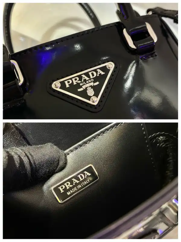 PRADA Small brushed leather tote