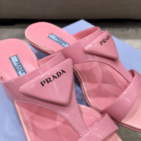 HOT SALE PRADA Brushed leather high-heeled thong sandals