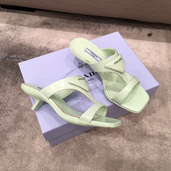 HOT SALE PRADA Brushed leather high-heeled thong sandals