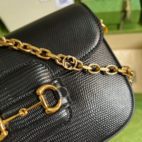 HOT SALE Gucci Horsebit 1955 lizard mini bag