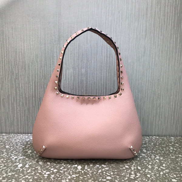 HOT SALE VALENTINO SMALL ROCKSTUD GRAINY CALFSKIN HOBO BAG