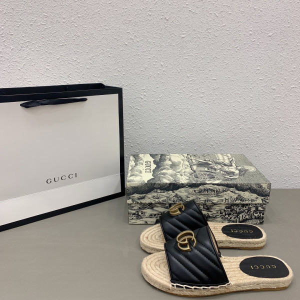 HOT SALE GUCCI Leather espadrille sandal