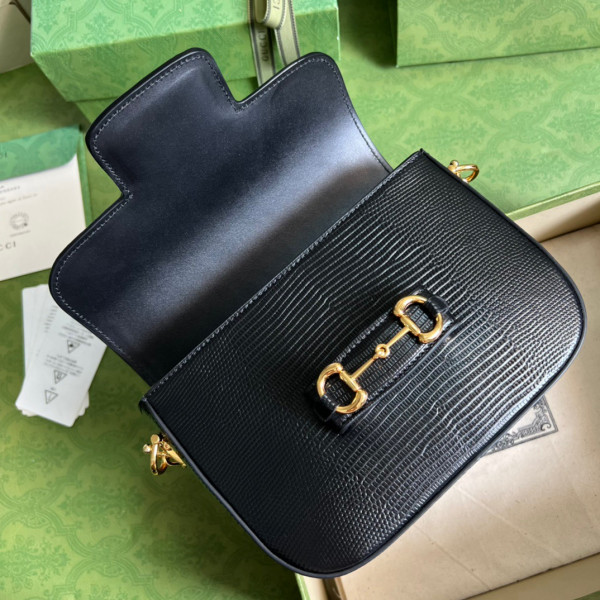 HOT SALE Gucci Horsebit 1955 lizard mini bag