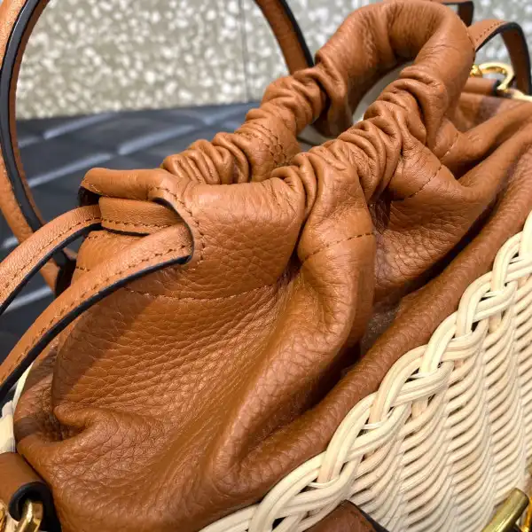 VALENTINO VLOGO SIGNATURE WICKER BUCKET BAG